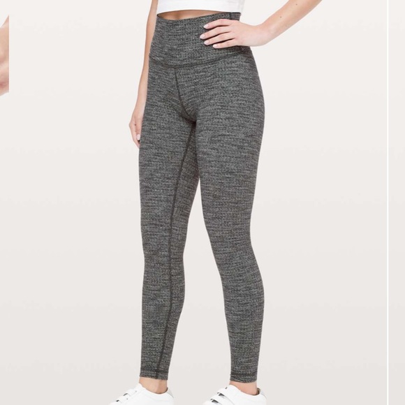 LULULEMON WUNDER UNDER HEATHER GREY KNIT SIZE 2 LEGGINGS - Picture 2 of 7